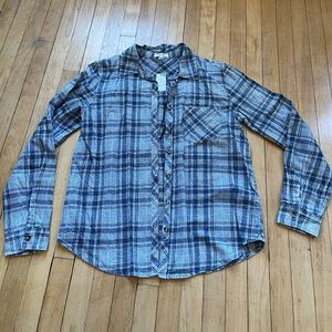 Maurices Casual Blue Plaid Button Down Shirt